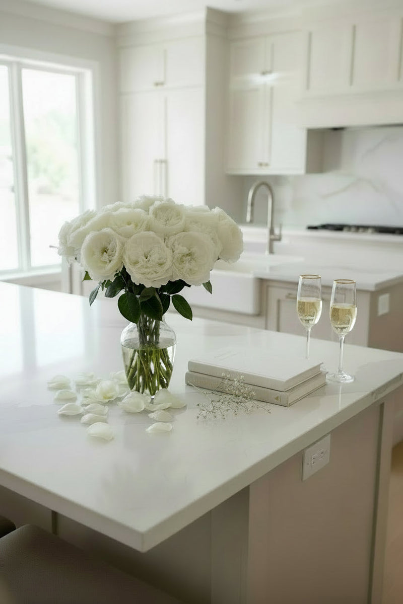 White Cloud Garden Roses hand-tied by The Bloom Drop, Miami