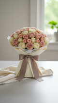 Blush rose bouquet with silk ribbon