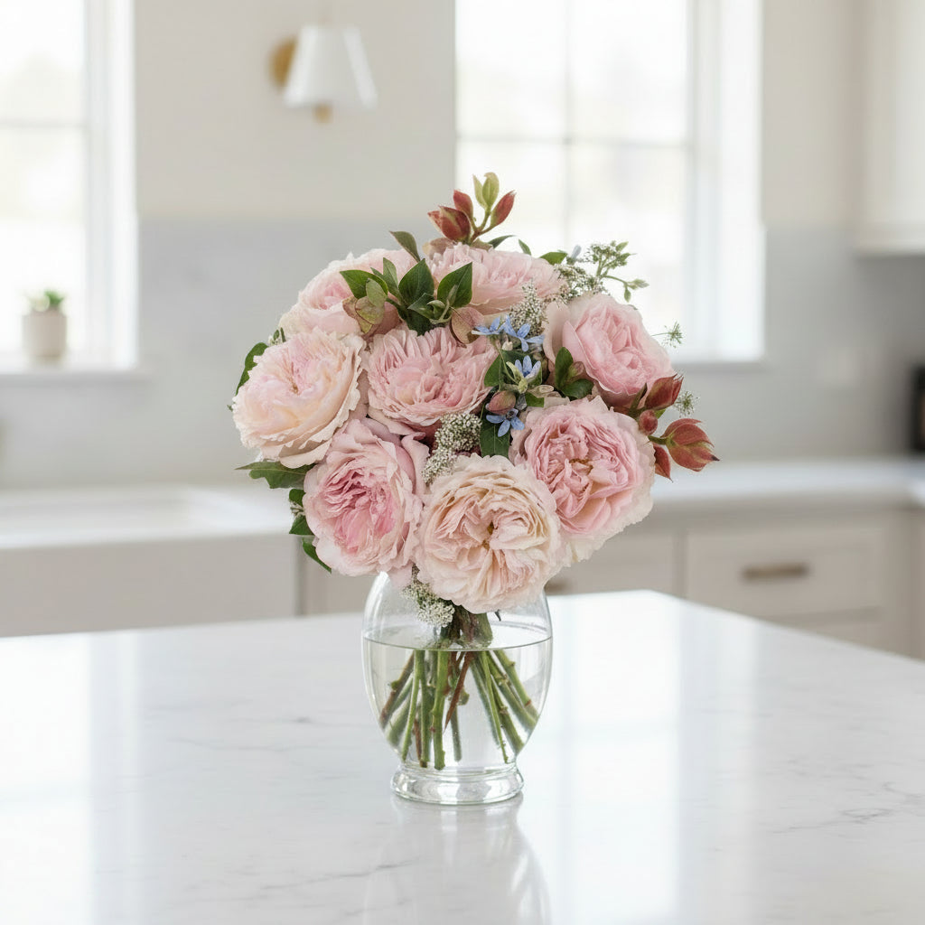 Hand-Tied Bouquet With Keira Garden Roses

A stunning hand-tied bouquet of one dozen Keira garden roses, loved for their romantic, vintage-inspired beauty. With full, ruffled blooms in soft blush-pink and creamy tones, Keira roses bring effortless elegance to any occasion.

12 premium Keira garden rose stems, farm-direct
Beautifully wrapped and ready to gift upon arrival
Includes flower food to help keep your roses fresh and vibrant
Care guide included with expert tips on handling and maintaining your Keira