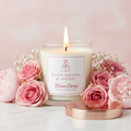 Hand-poured 8 oz soy candle with rose gold lid by Shop Bloom Drop"
