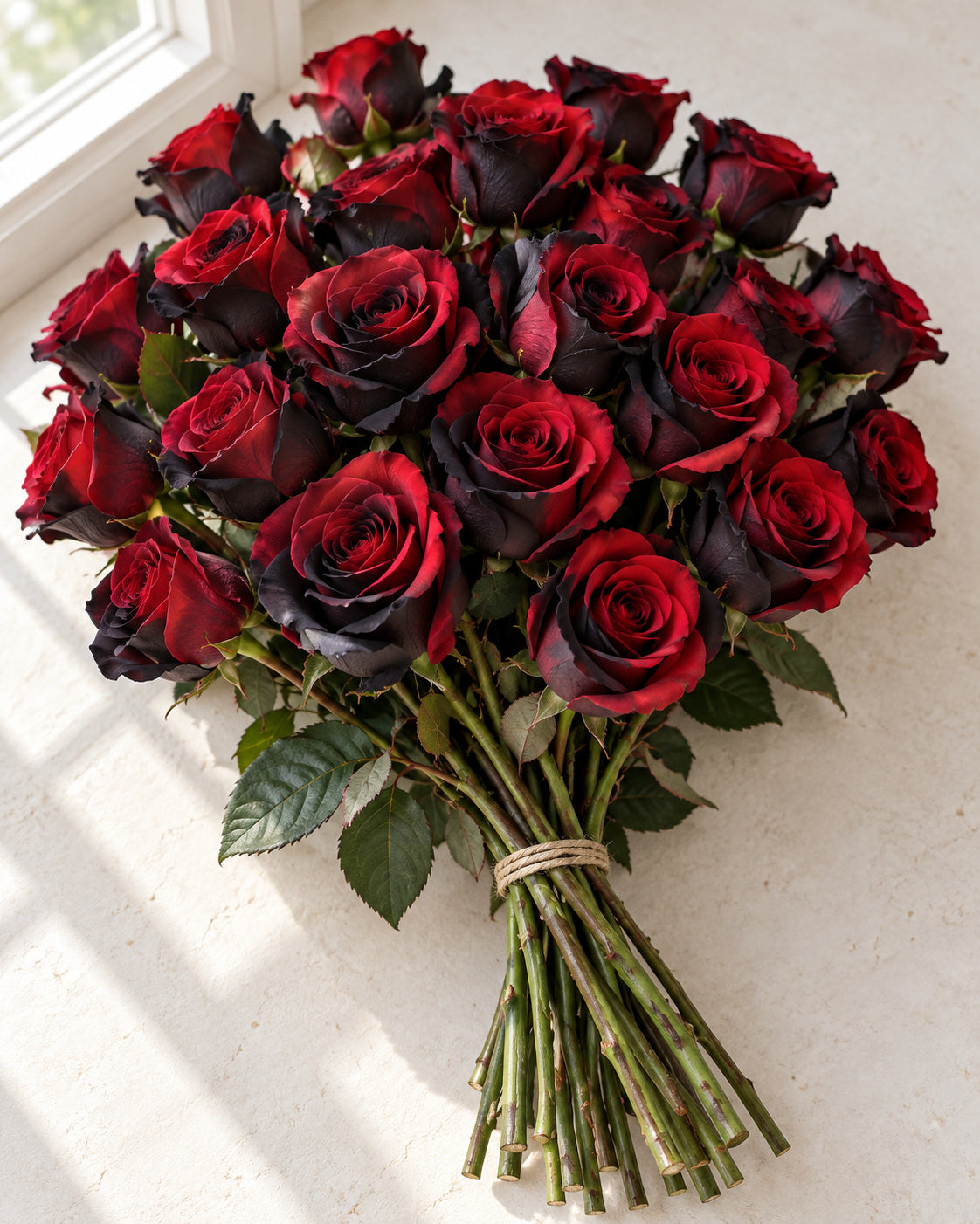Bicolor Red & Black — hand-gathered bouquet, The Bloom Drop