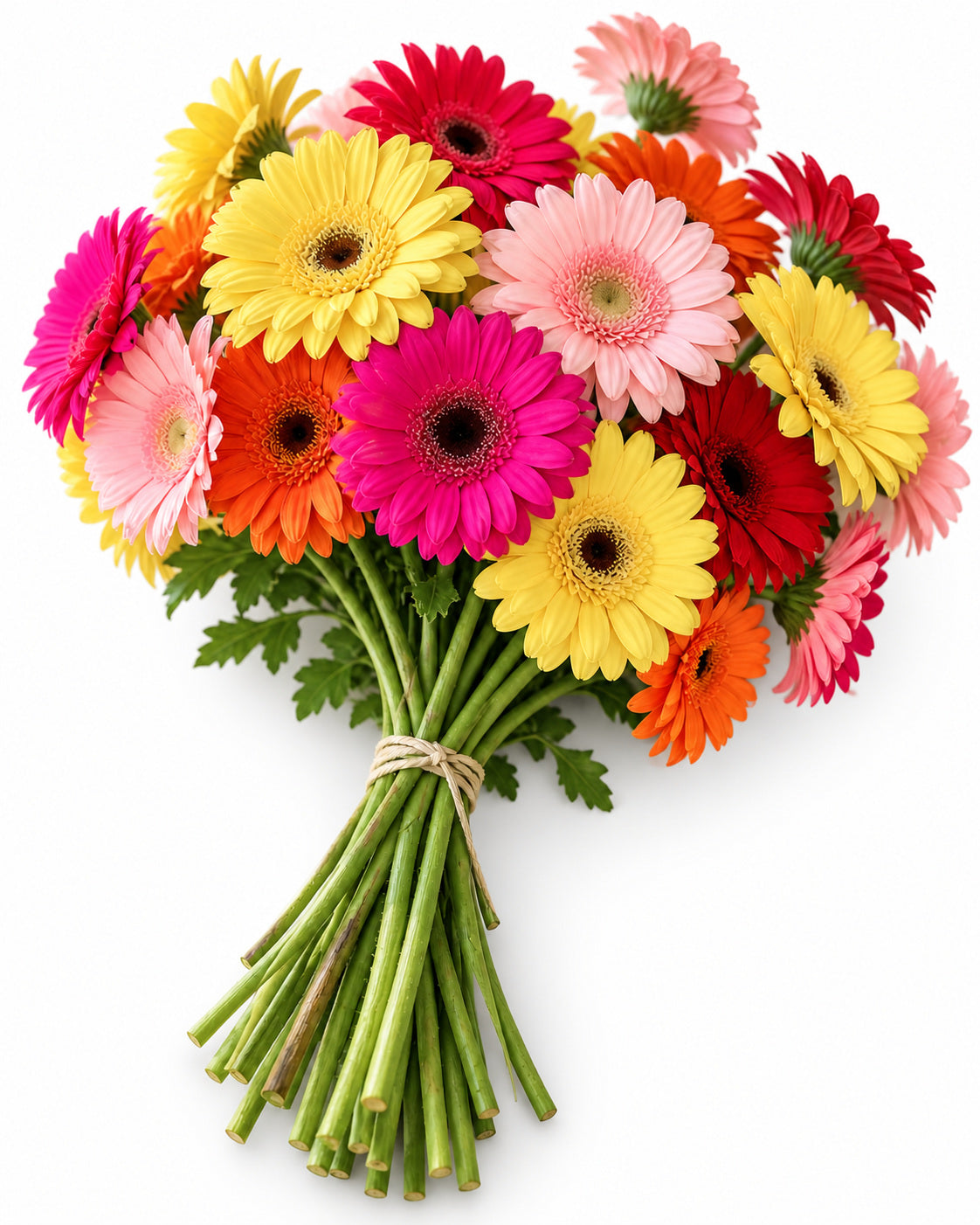 Gerberas — hand-gathered bouquet on white, The Bloom Drop