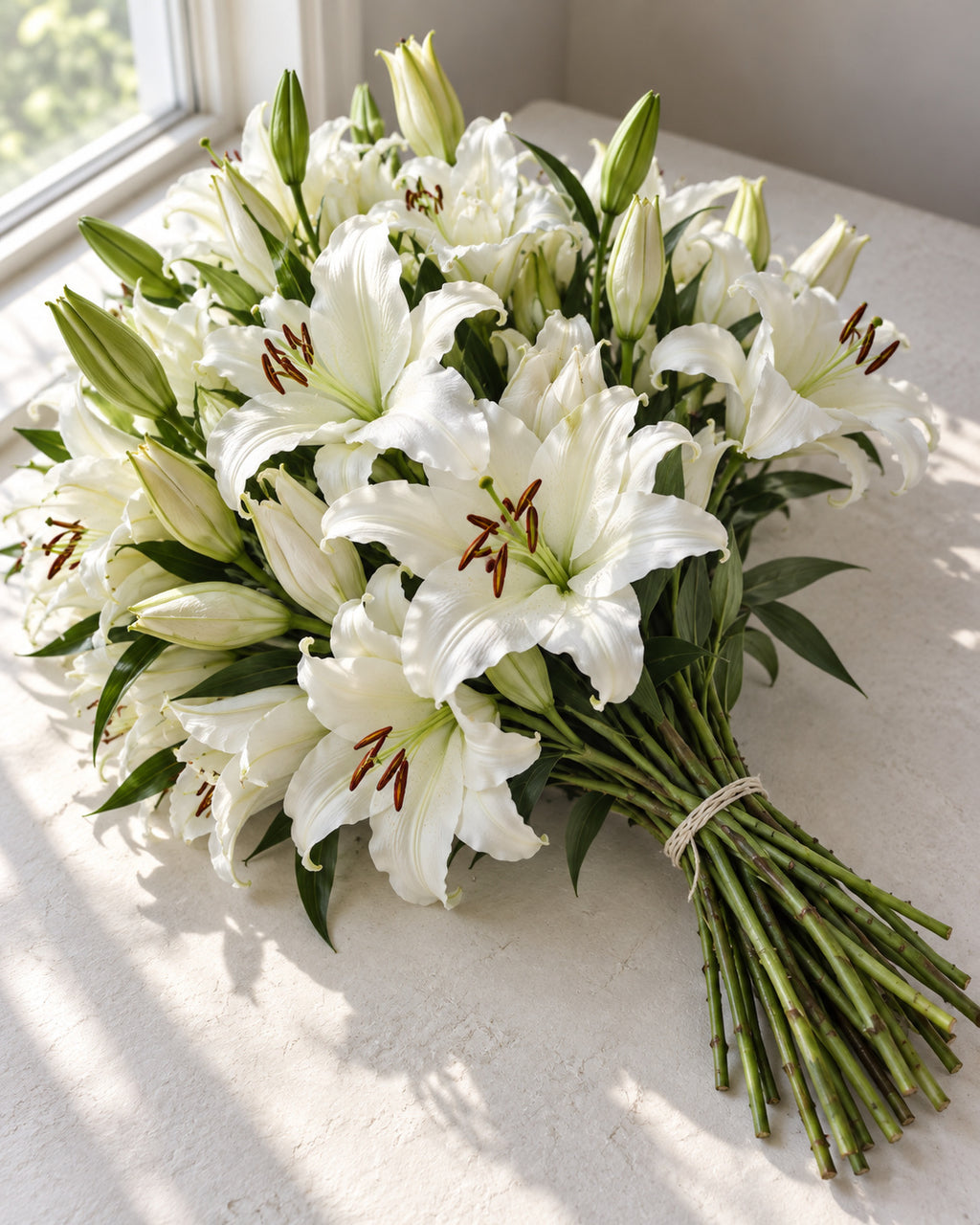 White — Oriental Lilies — Grower's Box of 60, The Bloom Drop