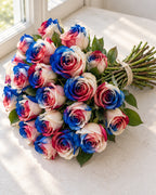 Rainbow Blue & Red — hand-gathered bouquet, The Bloom Drop