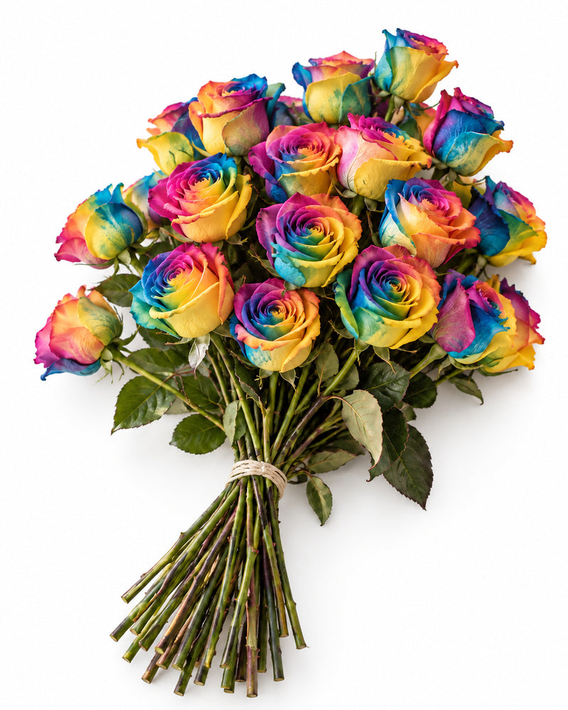 Rainbow — hand-gathered bouquet on white, The Bloom Drop