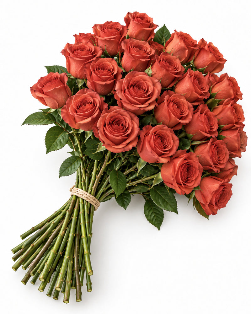 Terracotta fall tinted roses bouquet